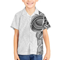 Traditional Polynesian Art Tattoos Family Matching Off Shoulder Short Dress and Hawaiian Shirt White Color LT03 Son's Shirt White - Polynesian Pride