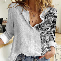 Traditional Polynesian Art Tattoos Women Casual Shirt White Color LT03 Female White - Polynesian Pride