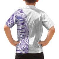 Traditional Polynesian Art Tattoos Family Matching Off The Shoulder Long Sleeve Dress and Hawaiian Shirt Purple Color LT03 - Polynesian Pride
