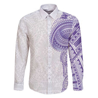 Traditional Polynesian Art Tattoos Family Matching Tank Maxi Dress and Hawaiian Shirt Purple Color LT03 Dad's Shirt - Long Sleeve Purple - Polynesian Pride