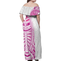Traditional Polynesian Art Tattoos Family Matching Off Shoulder Maxi Dress and Hawaiian Shirt Pink Color LT03 - Polynesian Pride