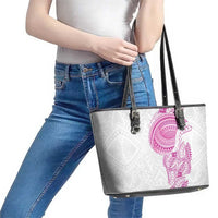 Traditional Polynesian Art Tattoos Leather Tote Bag Pink Color - Polynesian Pride