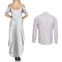 Lotu Tamaiti Couples Matching Summer Maxi Dress and Long Sleeve Button Shirt Traditional Samoan Art Tattoos - Polynesian Pride
