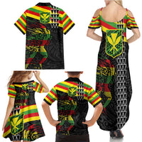 Kanaka Maoli Running Family Matching Summer Maxi Dress and Hawaiian Shirt Kakau Pattern with Kanaka Maoli Flag Color LT03 - Polynesian Pride
