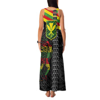Kanaka Maoli Running Family Matching Tank Maxi Dress and Hawaiian Shirt Kakau Pattern with Kanaka Maoli Flag Color LT03 - Polynesian Pride