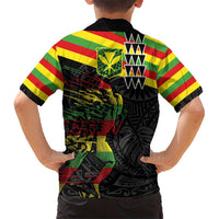 Kanaka Maoli Running Kid Hawaiian Shirt Kakau Pattern with Kanaka Maoli Flag Color