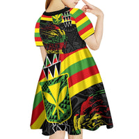 Kanaka Maoli Running Kid Short Sleeve Dress Kakau Pattern with Kanaka Maoli Flag Color