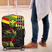 Kanaka Maoli Running Luggage Cover Kakau Pattern with Kanaka Maoli Flag Color LT03 Black - Polynesian Pride