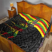 Kanaka Maoli Running Quilt Kakau Pattern with Kanaka Maoli Flag Color LT03 - Polynesian Pride