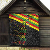 Kanaka Maoli Running Quilt Kakau Pattern with Kanaka Maoli Flag Color LT03 - Polynesian Pride
