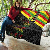 Kanaka Maoli Running Quilt Kakau Pattern with Kanaka Maoli Flag Color LT03 - Polynesian Pride