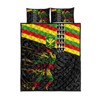 Kanaka Maoli Running Quilt Bed Set Kakau Pattern with Kanaka Maoli Flag Color LT03 - Polynesian Pride