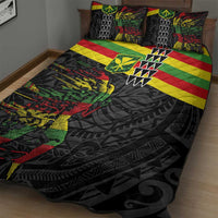Kanaka Maoli Running Quilt Bed Set Kakau Pattern with Kanaka Maoli Flag Color LT03 - Polynesian Pride