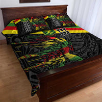 Kanaka Maoli Running Quilt Bed Set Kakau Pattern with Kanaka Maoli Flag Color LT03 - Polynesian Pride