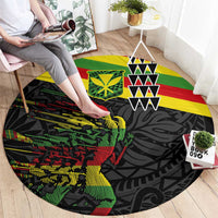 Kanaka Maoli Running Round Carpet Kakau Pattern with Kanaka Maoli Flag Color LT03 - Polynesian Pride