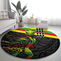Kanaka Maoli Running Round Carpet Kakau Pattern with Kanaka Maoli Flag Color LT03 - Polynesian Pride