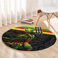 Kanaka Maoli Running Round Carpet Kakau Pattern with Kanaka Maoli Flag Color LT03 - Polynesian Pride