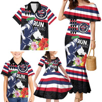Honolulu Running Race Family Matching Mermaid Dress and Hawaiian Shirt Hawaii Marathon Kakau Art with Hibiscus and National Flag Style LT03 - Polynesian Pride