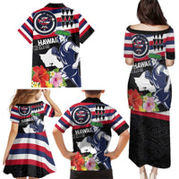 Honolulu Running Race Family Matching Puletasi and Hawaiian Shirt Hawaii Marathon Kakau Art with Hibiscus and National Flag Style LT03 - Polynesian Pride
