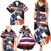 Honolulu Running Race Family Matching Summer Maxi Dress and Hawaiian Shirt Hawaii Marathon Kakau Art with Hibiscus and National Flag Style LT03 - Polynesian Pride