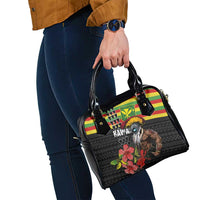 Kanaka Maoli Ikaika Warrior Shoulder Handbag Hibiscus Kakau Art and Tapa Tribal Pattern