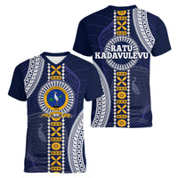 Fiji Ratu Kadavulevu School Women V Neck T Shirt Tapa and Polynesian Tribal Pattern LT03 - Polynesian Pride