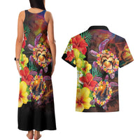 Hawaiian Sea Animals Love Couple Couples Matching Tank Maxi Dress and Hawaiian Shirt Aloha Sunset Symphony LT03 - Polynesian Pride