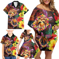 Hawaiian Sea Animals Love Couple Family Matching Off Shoulder Short Dress and Hawaiian Shirt Aloha Sunset Symphony LT03 - Polynesian Pride
