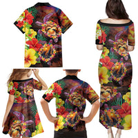 Hawaiian Sea Animals Love Couple Family Matching Puletasi and Hawaiian Shirt Aloha Sunset Symphony LT03 - Polynesian Pride