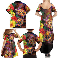 Hawaiian Sea Animals Love Couple Family Matching Summer Maxi Dress and Hawaiian Shirt Aloha Sunset Symphony LT03 - Polynesian Pride