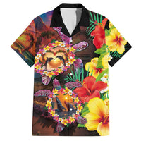 Hawaiian Sea Animals Love Couple Family Matching Summer Maxi Dress and Hawaiian Shirt Aloha Sunset Symphony LT03 Dad's Shirt - Short Sleeve Black - Polynesian Pride