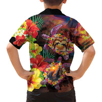 Hawaiian Sea Animals Love Couple Family Matching Tank Maxi Dress and Hawaiian Shirt Aloha Sunset Symphony LT03 - Polynesian Pride
