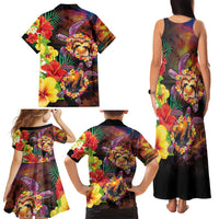 Hawaiian Sea Animals Love Couple Family Matching Tank Maxi Dress and Hawaiian Shirt Aloha Sunset Symphony LT03 - Polynesian Pride