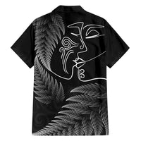 New Zealand Valentine's Day Family Matching Long Sleeve Bodycon Dress and Hawaiian Shirt Silver Fern and Line Art Love Couple LT03 - Polynesian Pride