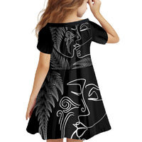 New Zealand Valentine's Day Family Matching Mermaid Dress and Hawaiian Shirt Silver Fern and Line Art Love Couple LT03 - Polynesian Pride
