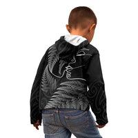 New Zealand Valentine's Day Kid Hoodie Silver Fern and Line Art Love Couple LT03 - Polynesian Pride