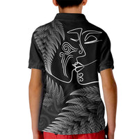 New Zealand Valentine's Day Kid Polo Shirt Silver Fern and Line Art Love Couple LT03 - Polynesian Pride