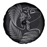 New Zealand Valentine's Day Spare Tire Cover Silver Fern and Line Art Love Couple LT03 - Polynesian Pride
