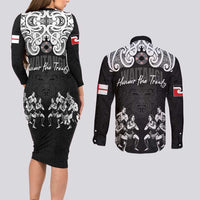 Aotearoa Waitangi Day - Toitu Te Tiriti Couples Matching Long Sleeve Bodycon Dress and Long Sleeve Button Shirt New Zealand Honour the Treaty LT03 - Polynesian Pride