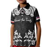 Aotearoa Waitangi Day - Toitu Te Tiriti Kid Polo Shirt New Zealand Honour the Treaty LT03 Kid Black - Polynesian Pride