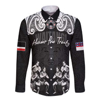 Aotearoa Waitangi Day - Toitu Te Tiriti Long Sleeve Button Shirt New Zealand Honour the Treaty LT03 Unisex Black - Polynesian Pride