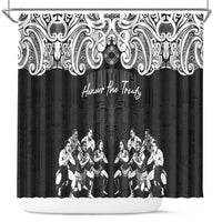 Aotearoa Waitangi Day - Toitu Te Tiriti Shower Curtain New Zealand Honour the Treaty LT03 Black - Polynesian Pride