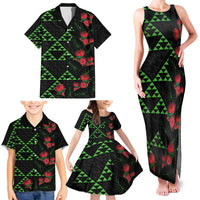 Hawaiian Green Kakau Art Tattoo-Ohia Lehua and Taro Leaves Family Matching Tank Maxi Dress and Hawaiian Shirt LT03 - Polynesian Pride