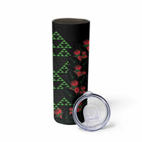 Hawaiian Green Kakau Art Tattoo-Ohia Lehua and Taro Leaves Skinny Tumbler LT03 - Polynesian Pride