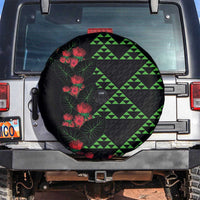 Hawaiian Green Kakau Art Tattoo-Ohia Lehua and Taro Leaves Spare Tire Cover LT03 Black-Green - Polynesian Pride