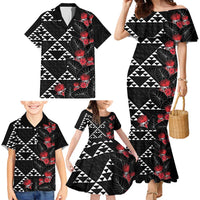 Hawaiian White Kakau Art Tattoo-Ohia Lehua and Taro Leaves Family Matching Mermaid Dress and Hawaiian Shirt LT03 - Polynesian Pride