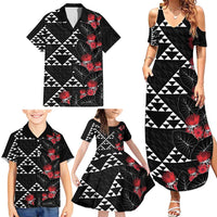 Hawaiian White Kakau Art Tattoo-Ohia Lehua and Taro Leaves Family Matching Summer Maxi Dress and Hawaiian Shirt LT03 - Polynesian Pride