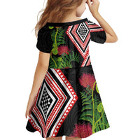 Aotearoa Tukutuku Motif Family Matching Tank Maxi Dress and Hawaiian Shirt Pohutukawa and Fern Leaves LT03 - Polynesian Pride