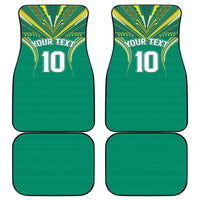 Custom Cook Islands Rugby Car Mats Tatau Art Sport Style Green Color