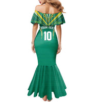 Custom Cook Islands Rugby Family Matching Mermaid Dress and Hawaiian Shirt Tatau Art Sport Style Green Color LT03 - Polynesian Pride